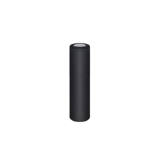 Black cylindrical object on a white background