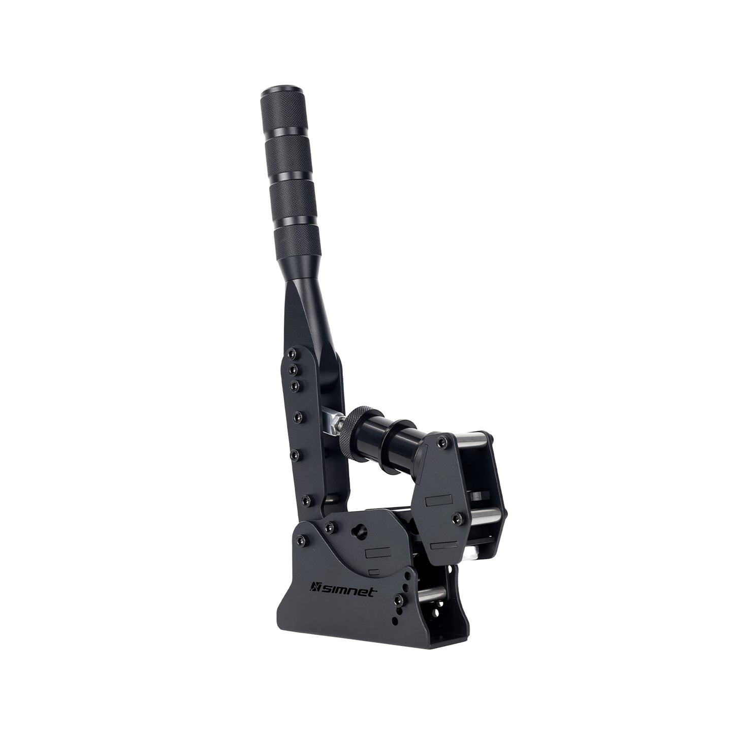 Black metal tool with a handle on a white background