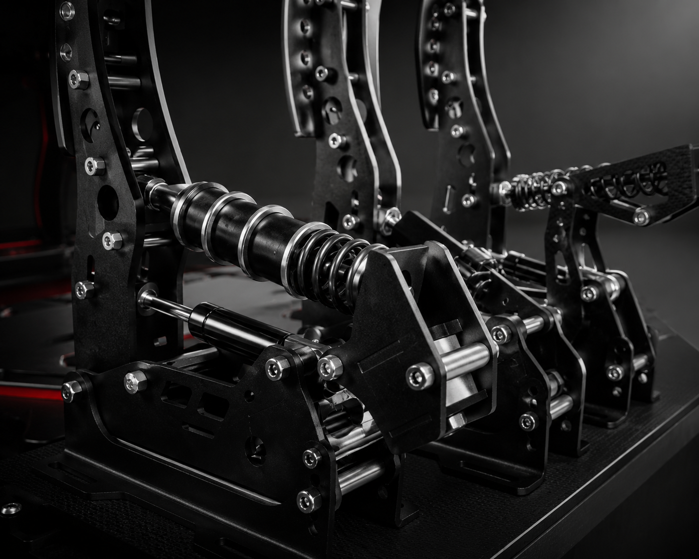 SimNet sim racing pedal and haptic control hardware for performance-focused racing setups