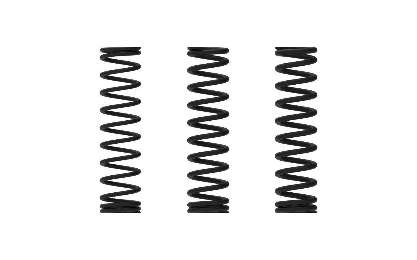 Three black coil springs on a white background