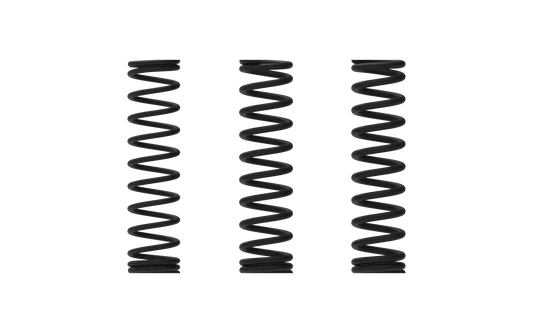 Three black coil springs on a white background