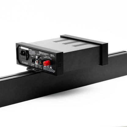 Black electronic device with connectors on a white background