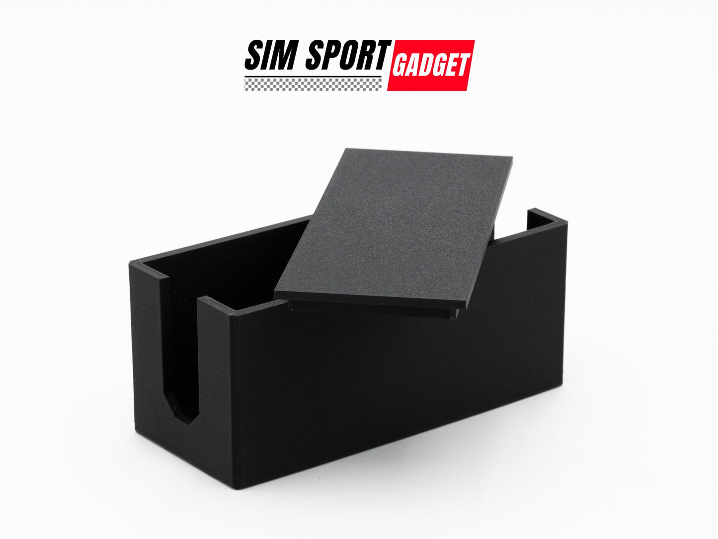 Black sports equipment holder with a card on a white background, featuring 'SIM Sport Gadget' branding.