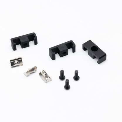 Set of mechanical components on a white background