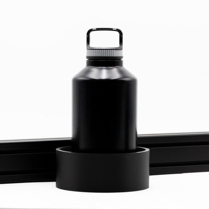 SimSportGadget Extra-Large 64oz Water Bottle Holder – front mounting view for simulator rig
