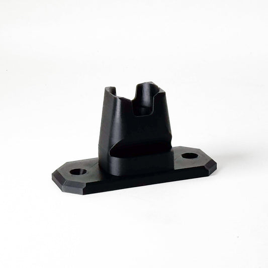 Black metal bracket on a white background