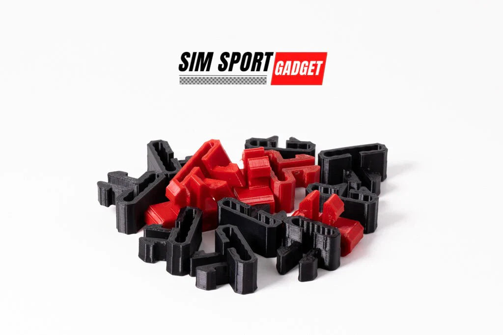 Black and red sports equipment on a white background with 'SIM Sport Gadget' branding.