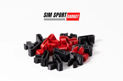 Black and red sports equipment on a white background with 'SIM Sport Gadget' branding.
