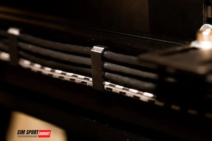 Close-up of a sports equipment component with 'Sim Sport' branding.