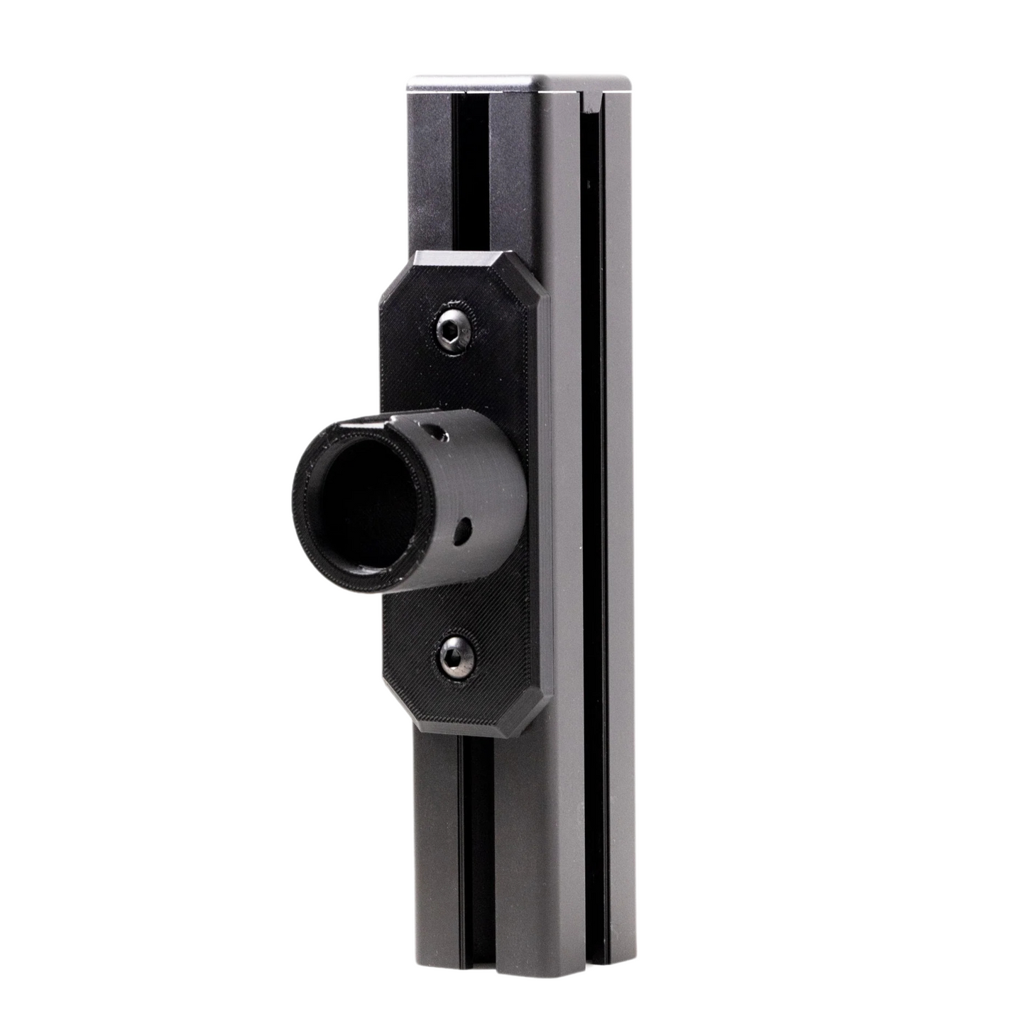 Black metal bracket on a white background
