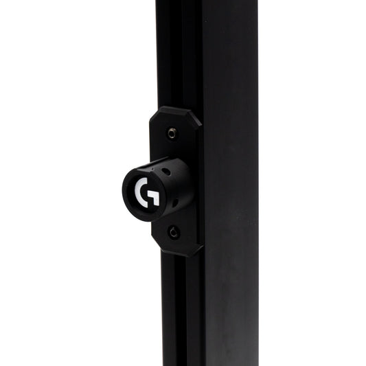 Black gaming monitor with a visible brand logo on a white background