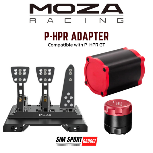 MOZA Racing P-HPR adapter set with brake and throttle pedals on a white background