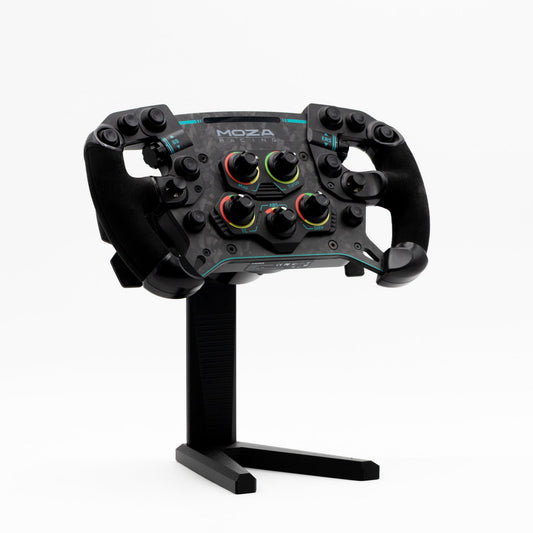 SimSportGadget Moza QR Wheel Display Stand – front display view for sim racing wheel