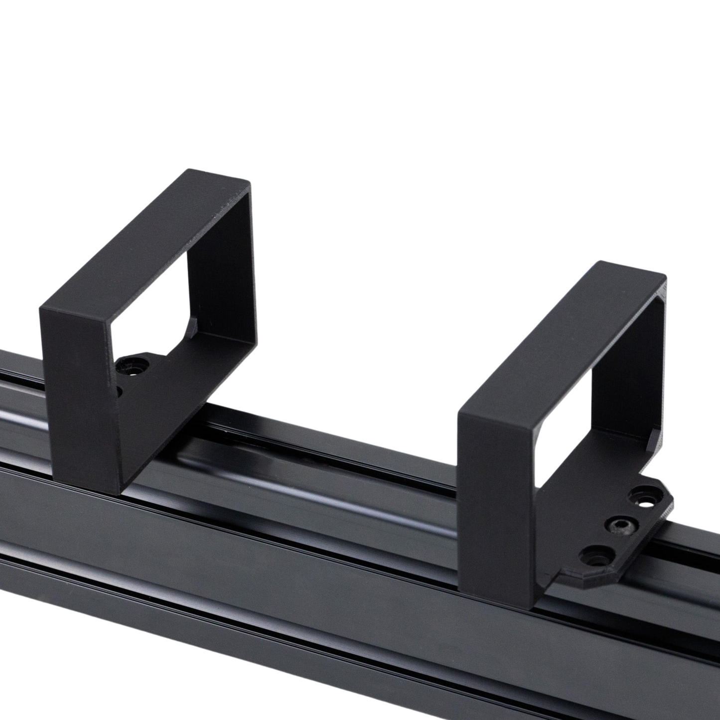 Black metal bracket on a white background