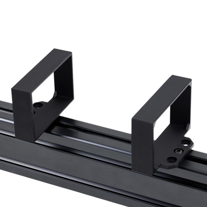 Black metal bracket on a white background