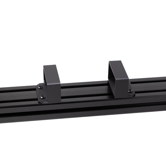 Black metal bracket on a white background