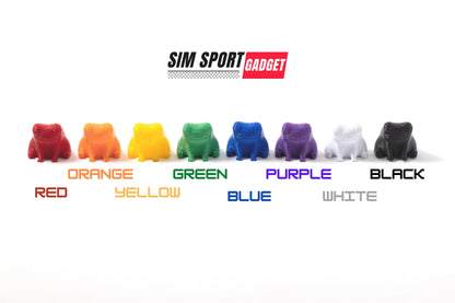Colorful bear figurines in various colors with labels on a white background, featuring the 'Sim Sport Gadget' brand.