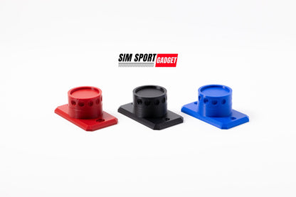 Three SIM Sport Gadget components in red, black, and blue on a white background.
