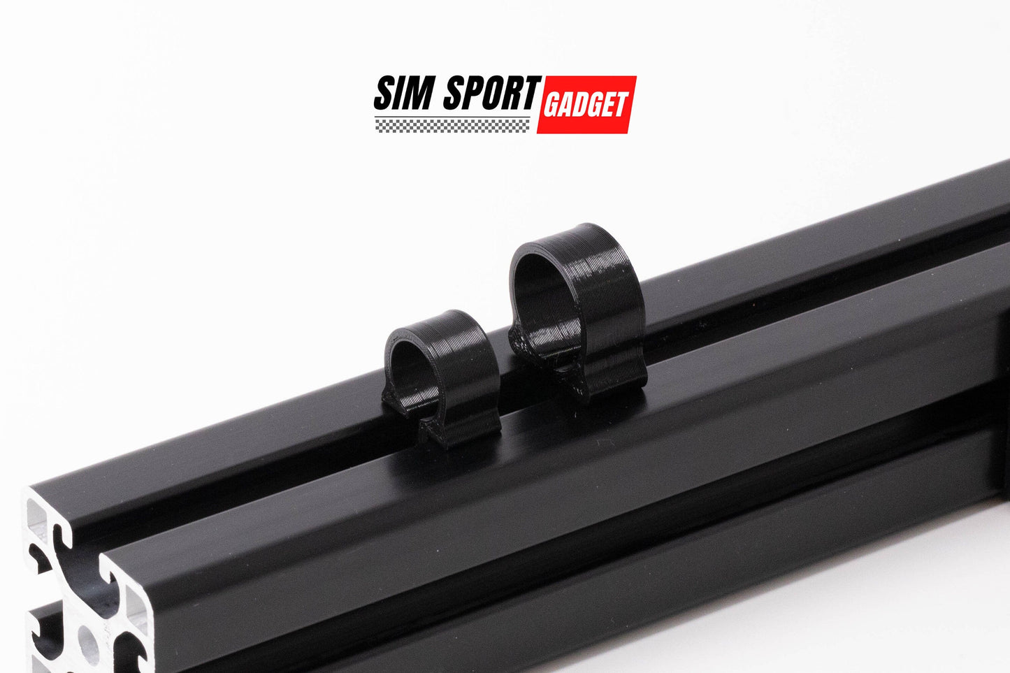 Black metal track with clips on a white background, featuring the SIM Sport Gadget logo.