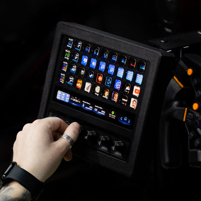 SimSportGadget Stream Deck Plus XL Enclosure – front cockpit mounting view