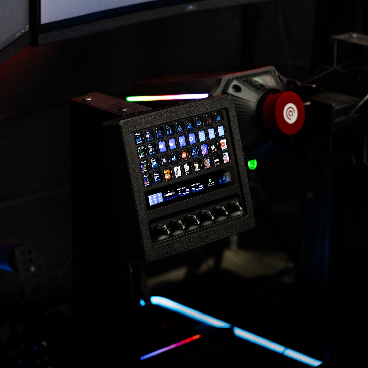 SimSportGadget Stream Deck Plus XL Enclosure – installed on sim racing rig