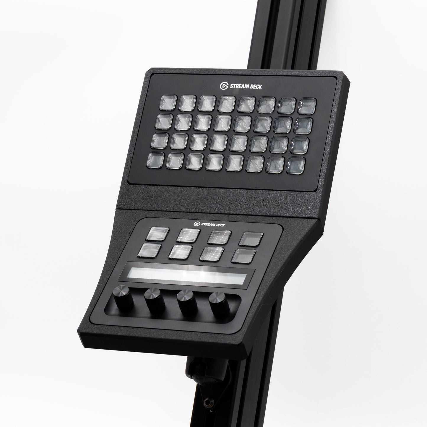 SimSportGadget Stream Deck XL and Plus Combo Console Mount – front cockpit mounting view