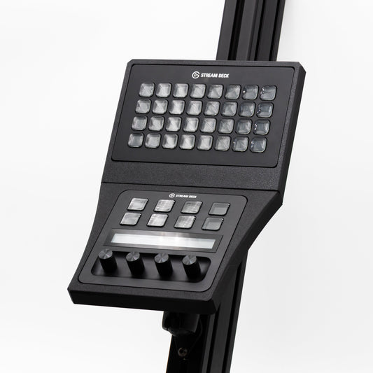 SimSportGadget Stream Deck XL and Plus Combo Console Mount – front cockpit mounting view