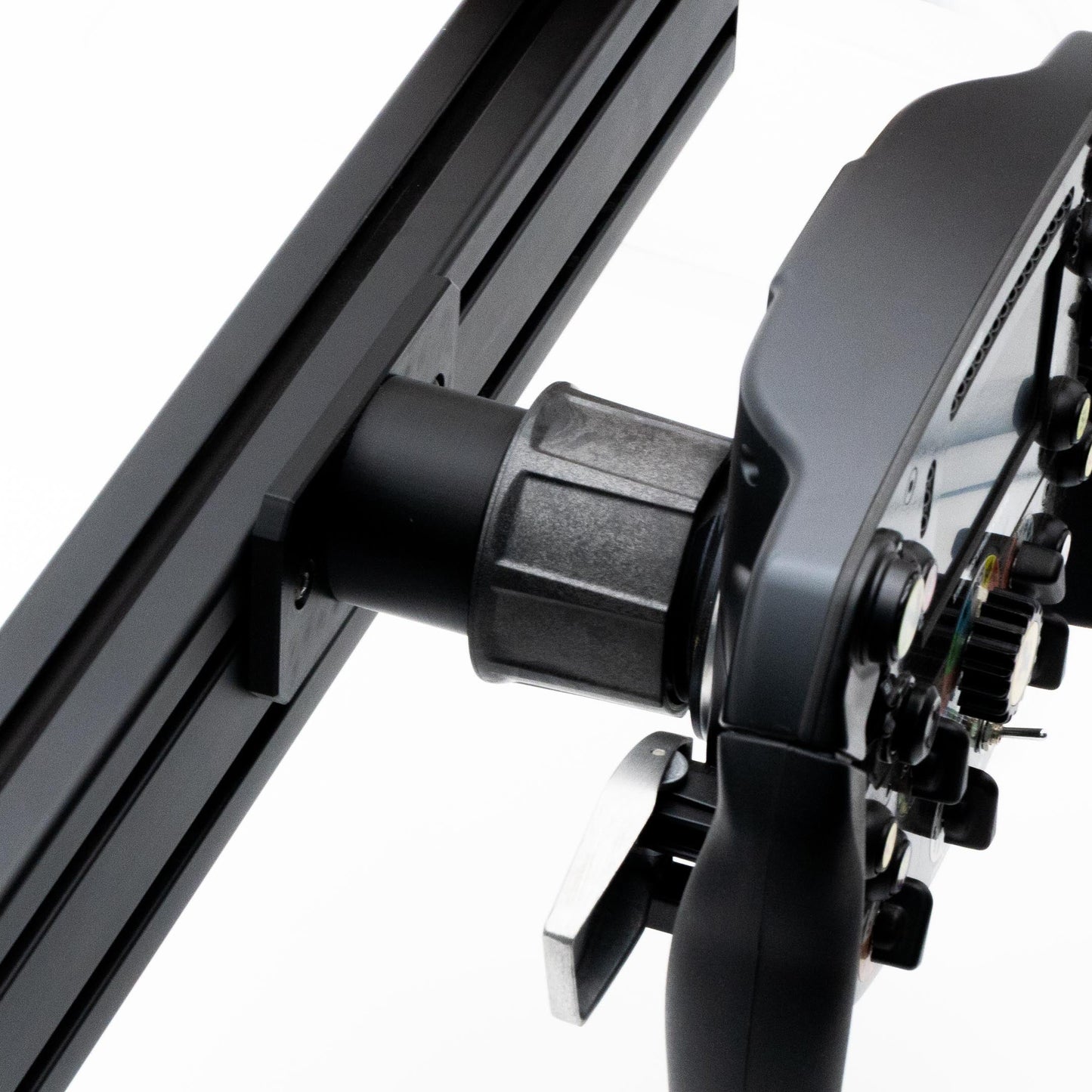 Close-up of a mechanical component on a white background