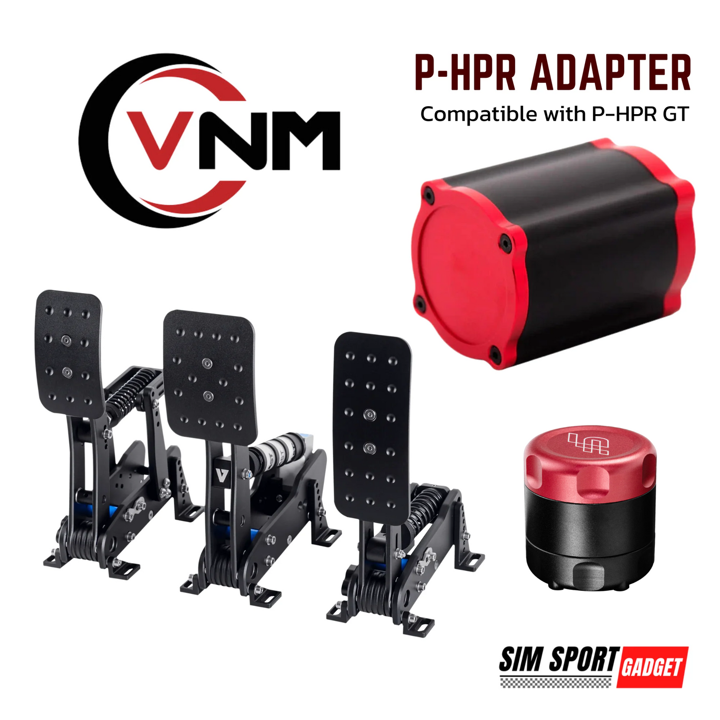 P-HPR adapter and pedals with VNM logo on a white background