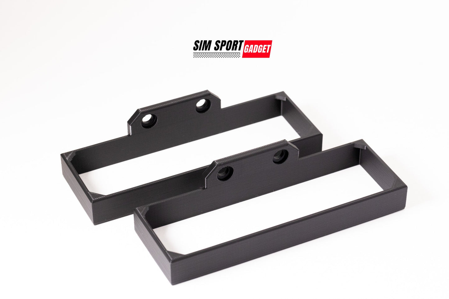 Two black metal brackets on a white background with 'Sim Sport Gadget' branding.