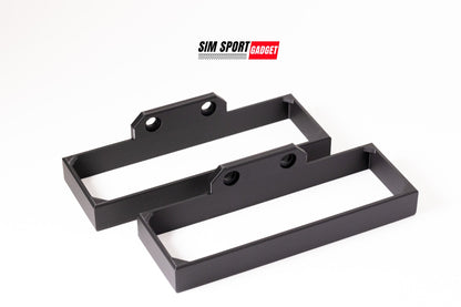 Two black metal brackets on a white background with 'Sim Sport Gadget' branding.