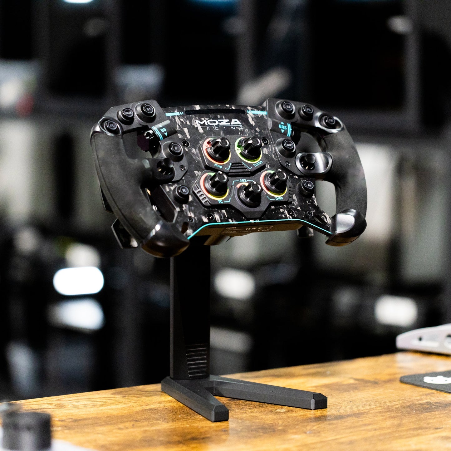 SimSportGadget Wheel Display Stand – front display view for sim racing steering wheels