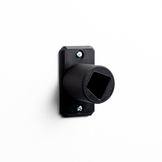 Black metal bracket on a white background