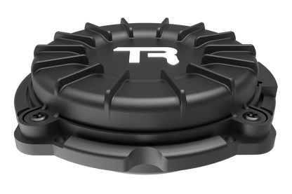 Black mechanical component with 'TR' logo on a white background