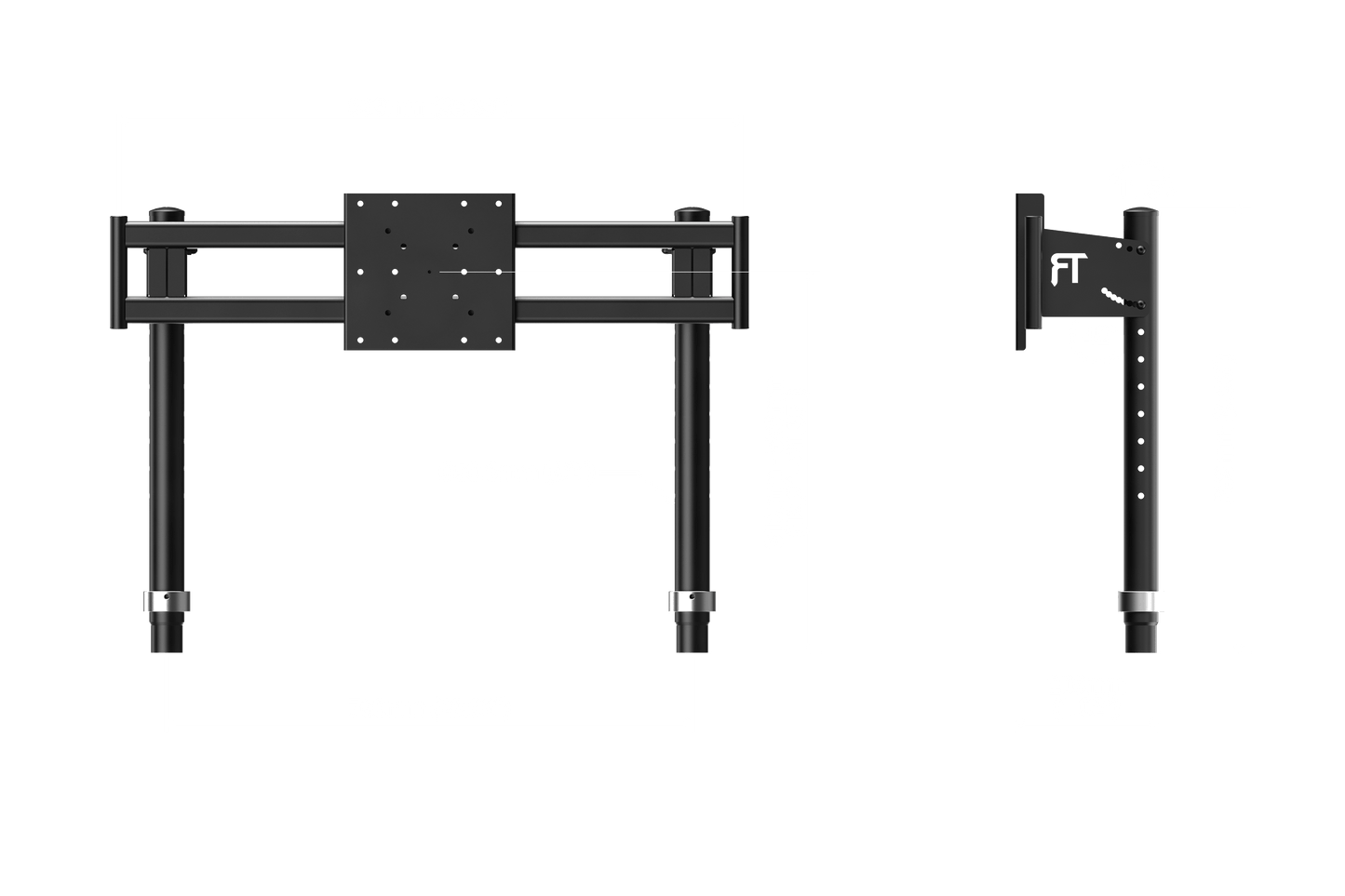 Technical drawing of a TV wall mount with dimensions on a green background