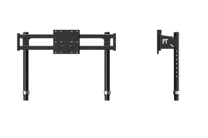 Technical drawing of a TV wall mount with dimensions on a green background