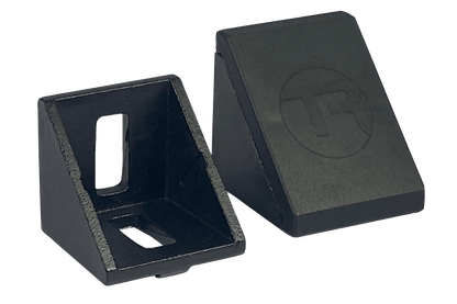 Two black plastic wedges with a logo on a white background