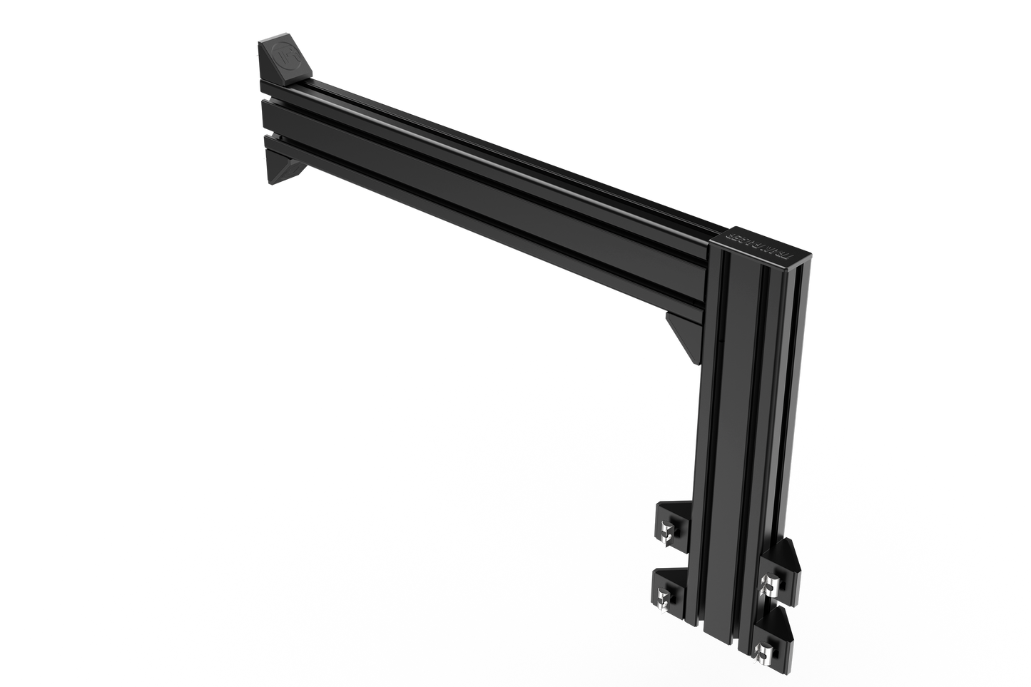 Black metal bracket on a white background
