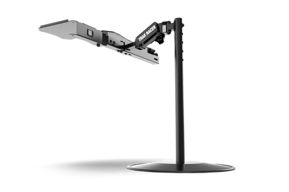Black stand with a flat platform on a transparent background