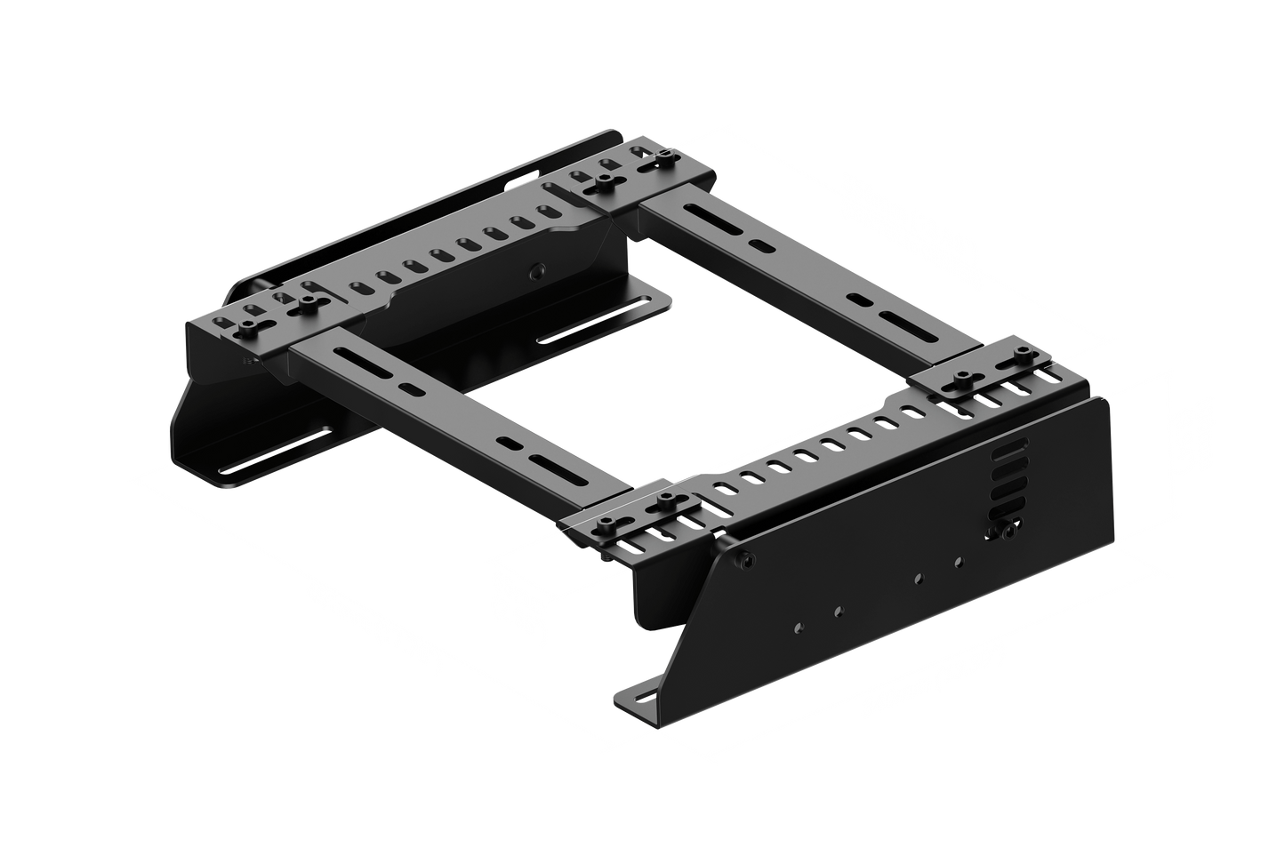 Black metal bracket on a white background