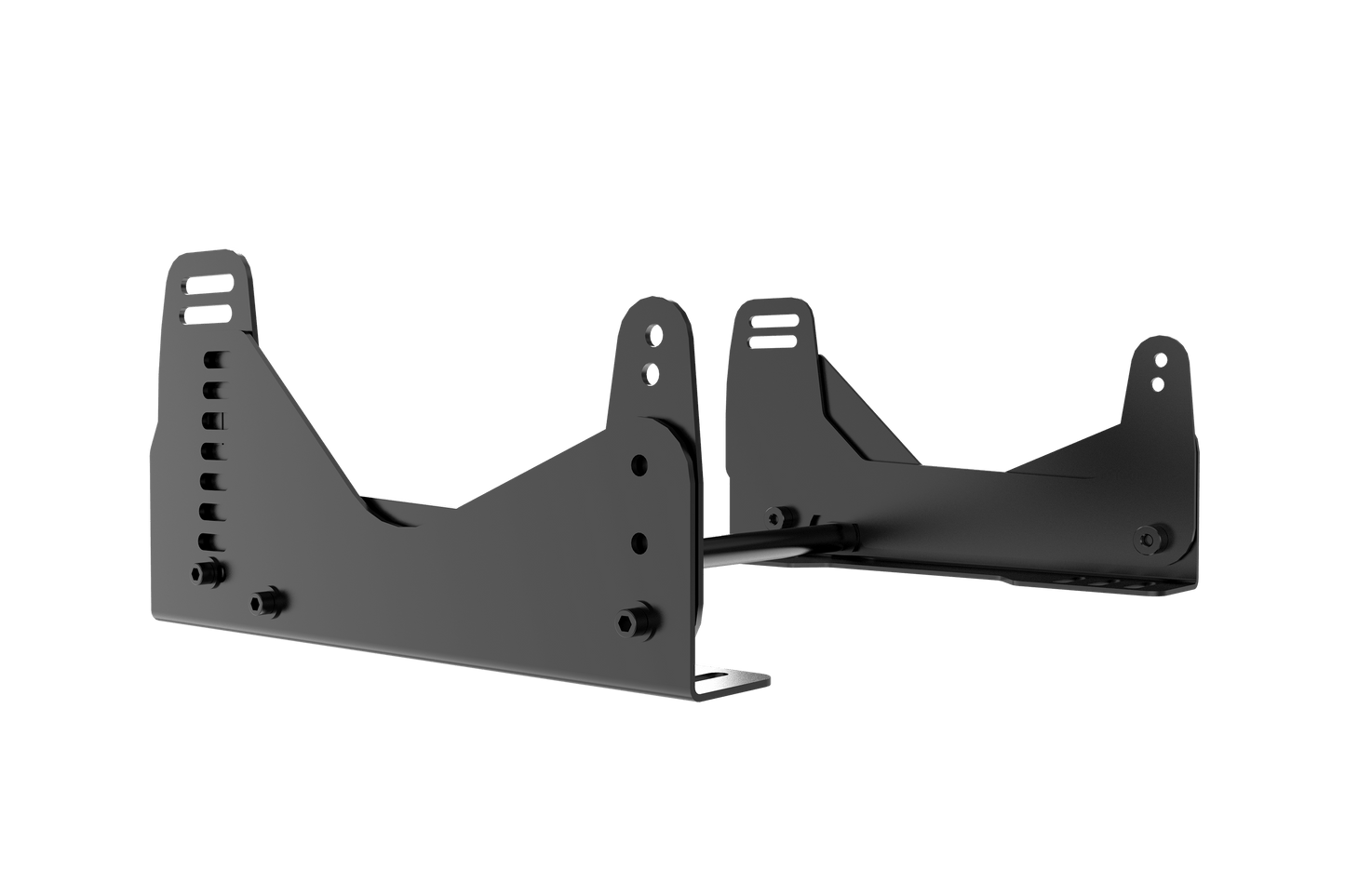 Two black metal brackets on a transparent background