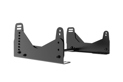 Two black metal brackets on a transparent background