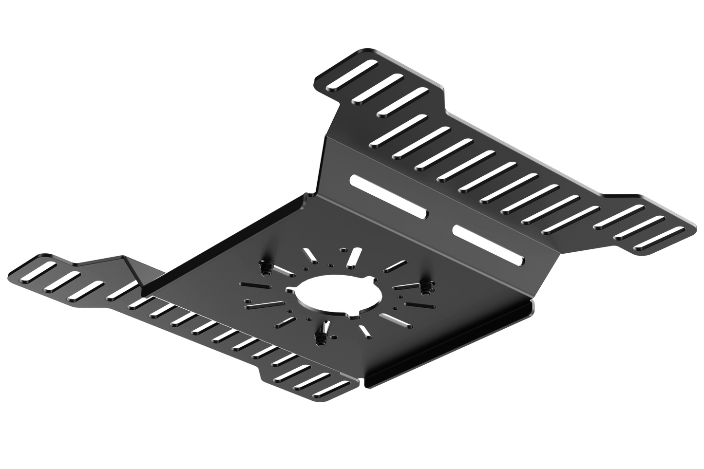 Black metal bracket on a white background
