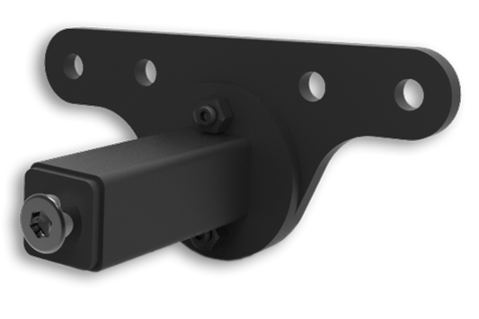 Black metal bracket on a white background