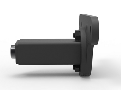 Black mechanical component on a white background