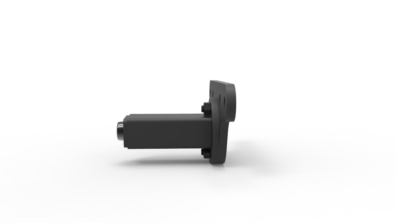 Black cylindrical object on a white background