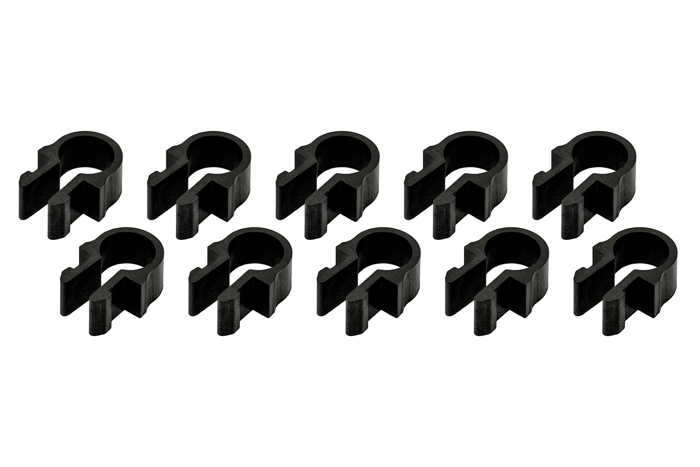 Set of metal clips on a black background