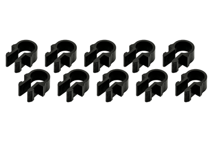 Set of metal clips on a black background