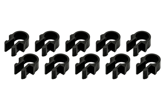 Set of metal clips on a black background