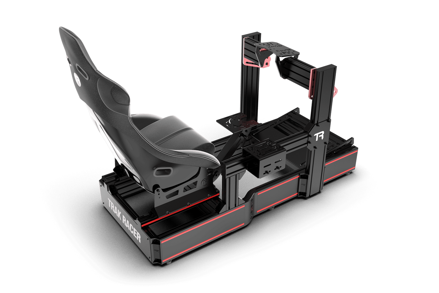 Black and gray gaming chair with adjustable armrests on a transparent background
